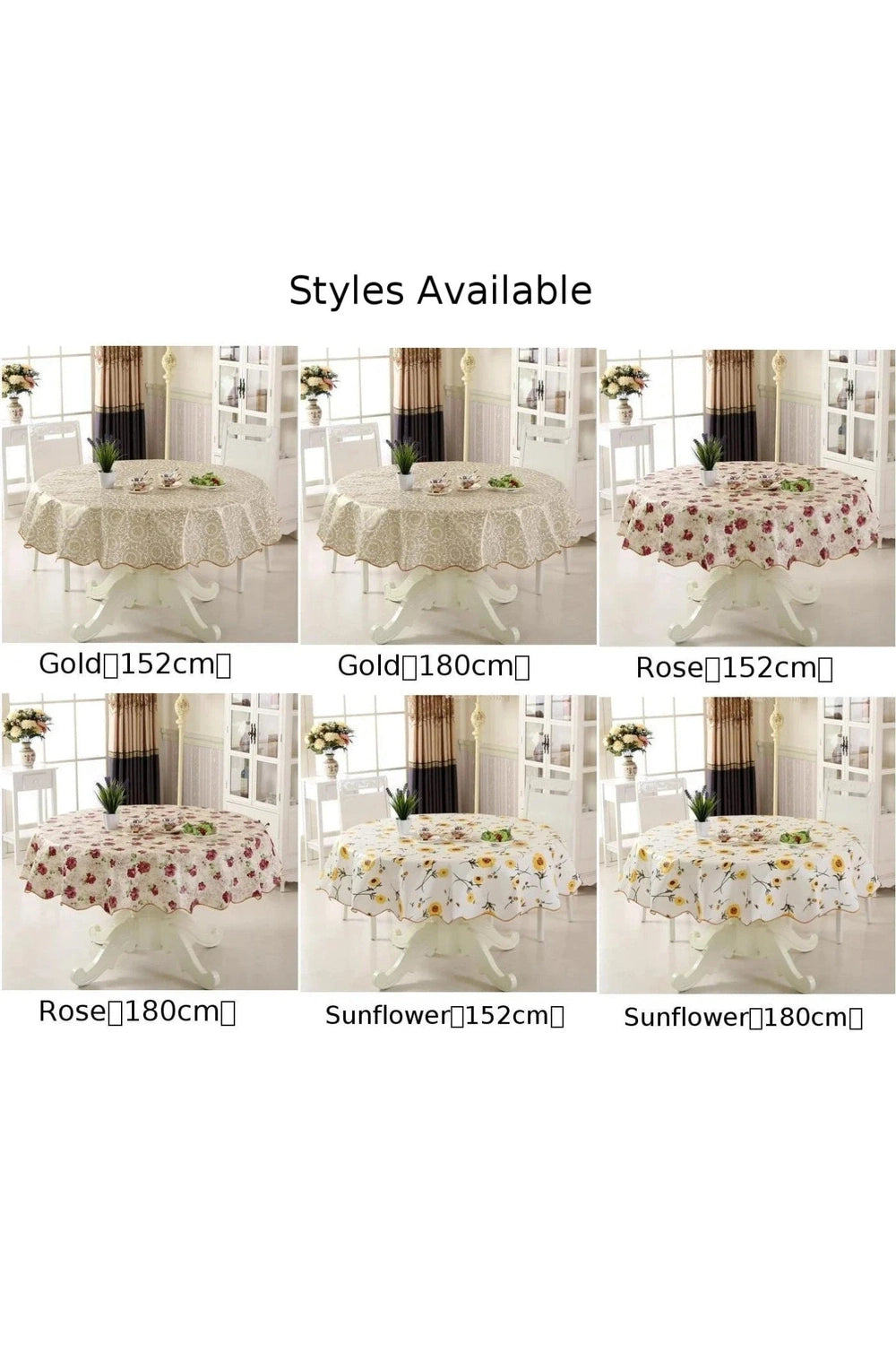 Floral Waterproof Round Tablecloth