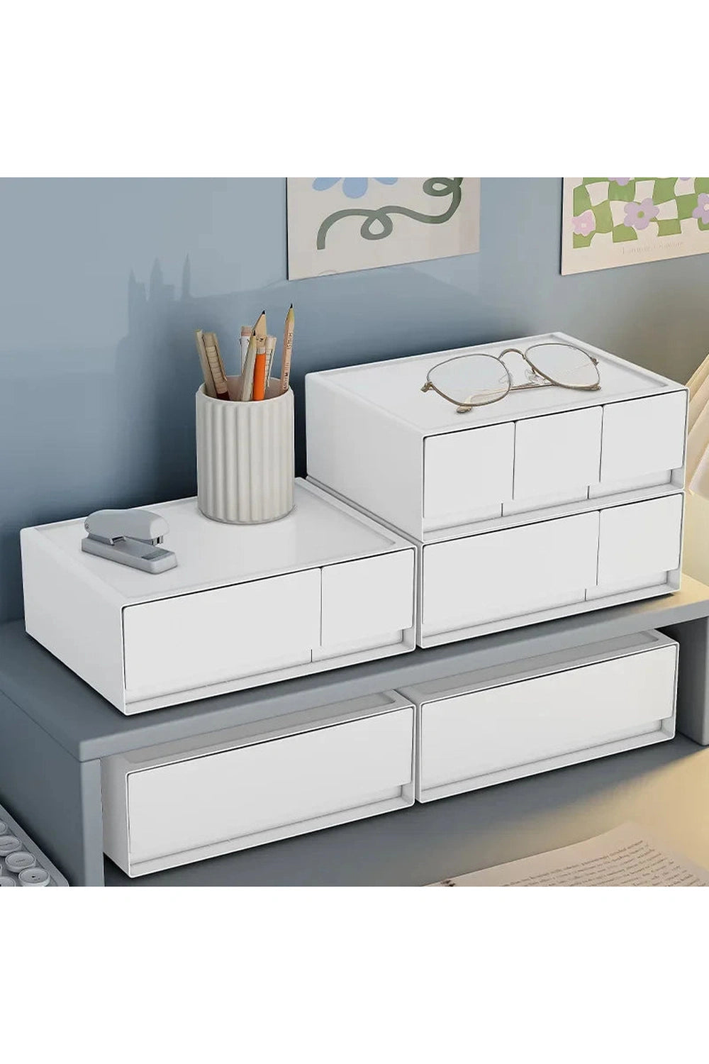 Stackable White Storage Drawer