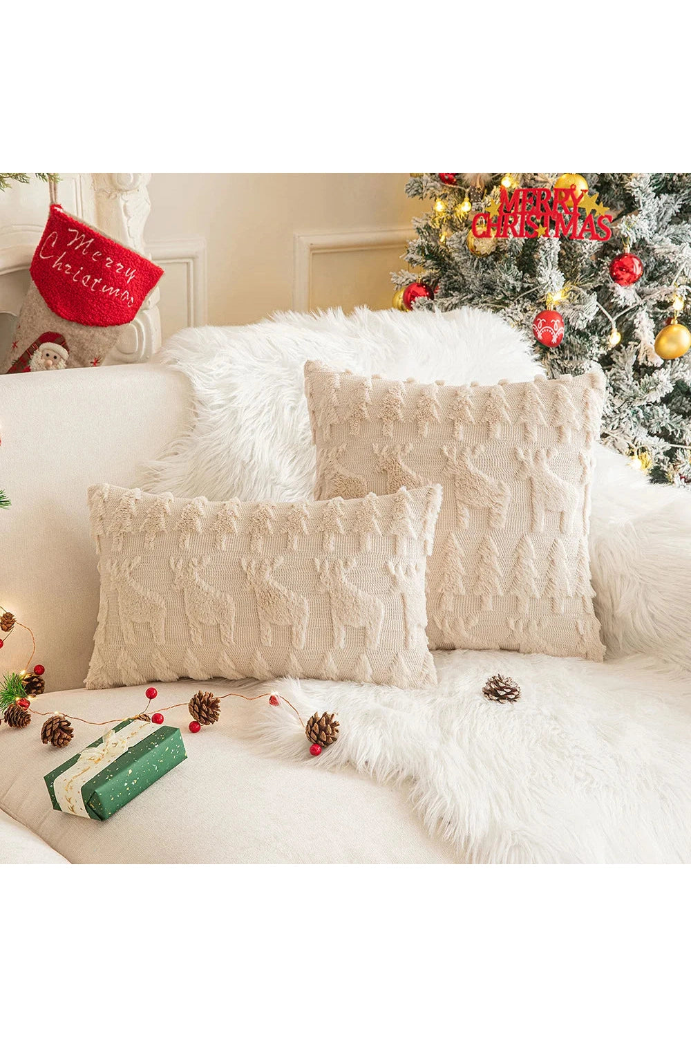 Xmas Plush Decorative Pillow Case