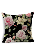 Rose Linen Square Pillow Case