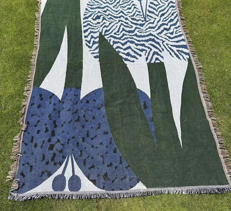 Abstract Nature-Inspired Tapestry Blanket