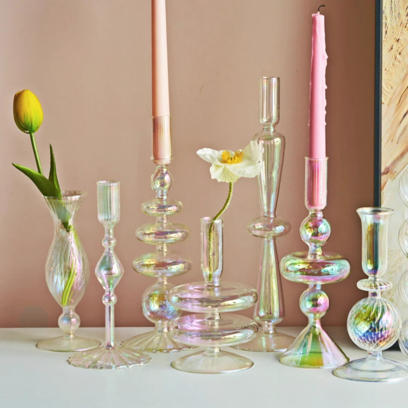 Coquette Iridescent Candle Holders