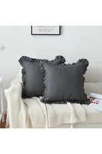 French Solid Ruffle Pillow Case