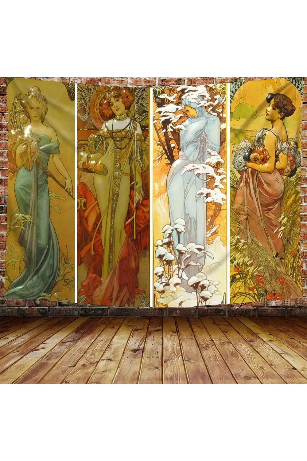 Art Nouveau Lady Tapestry Medieval Optimized Style Tapestries Artwork Wall Hanging Retro Paris Nouveau Vineyard Flirt Home Decor