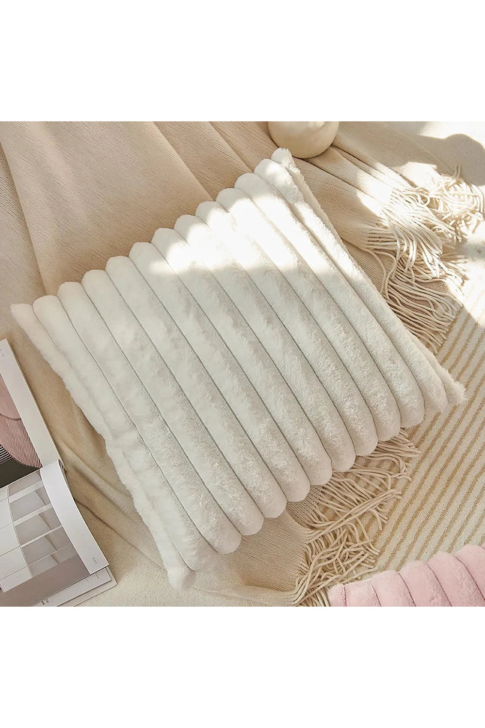 Soft White Plush Pillow Case