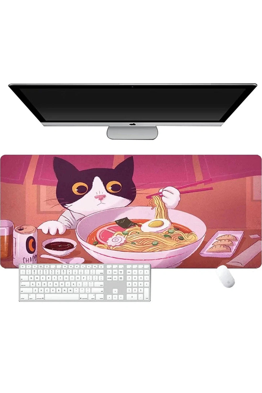 Black Kawaii Cat Deskmat