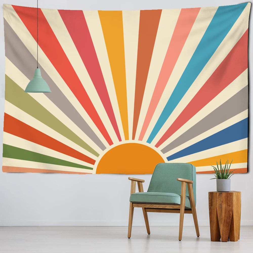 Bold Retro Sunrise Tapestry