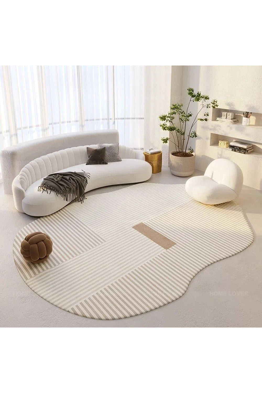 Cream Oval Soft Rug