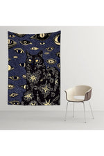 Mystical Midnight Cat Tapestry