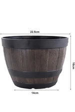 Resin Wood Barrel Plant Pot