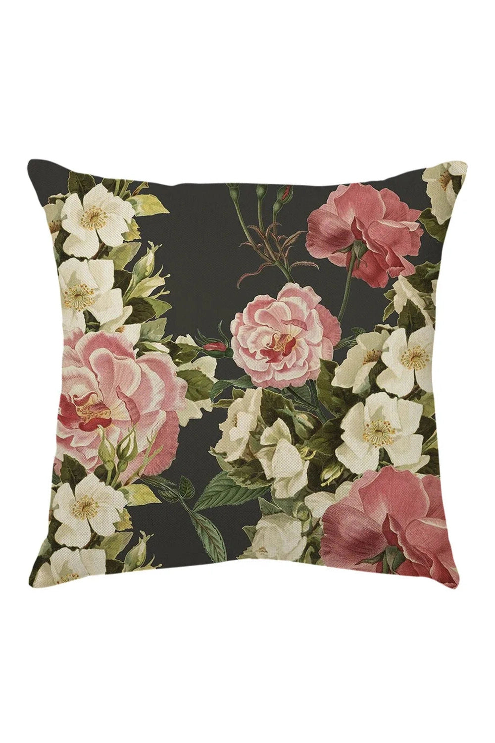 Rose Linen Square Pillow Case