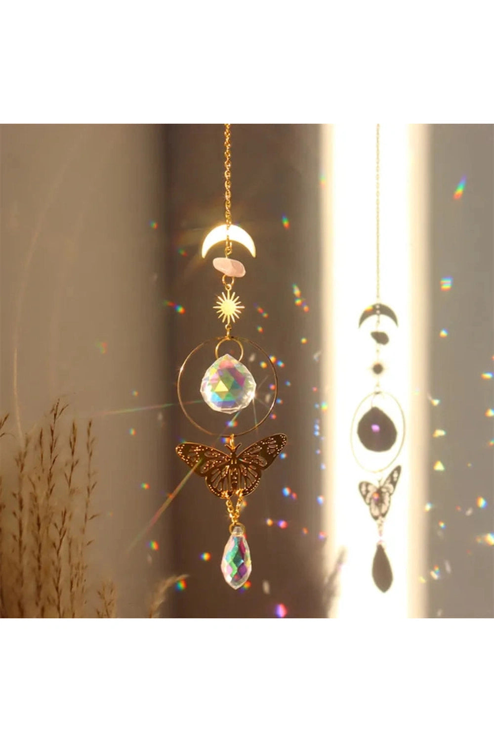 Golden Butterfly Prism Suncatcher