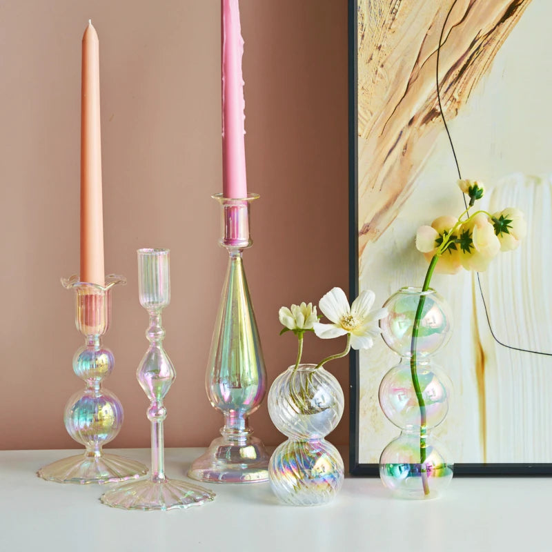 Coquette Iridescent Candle Holders