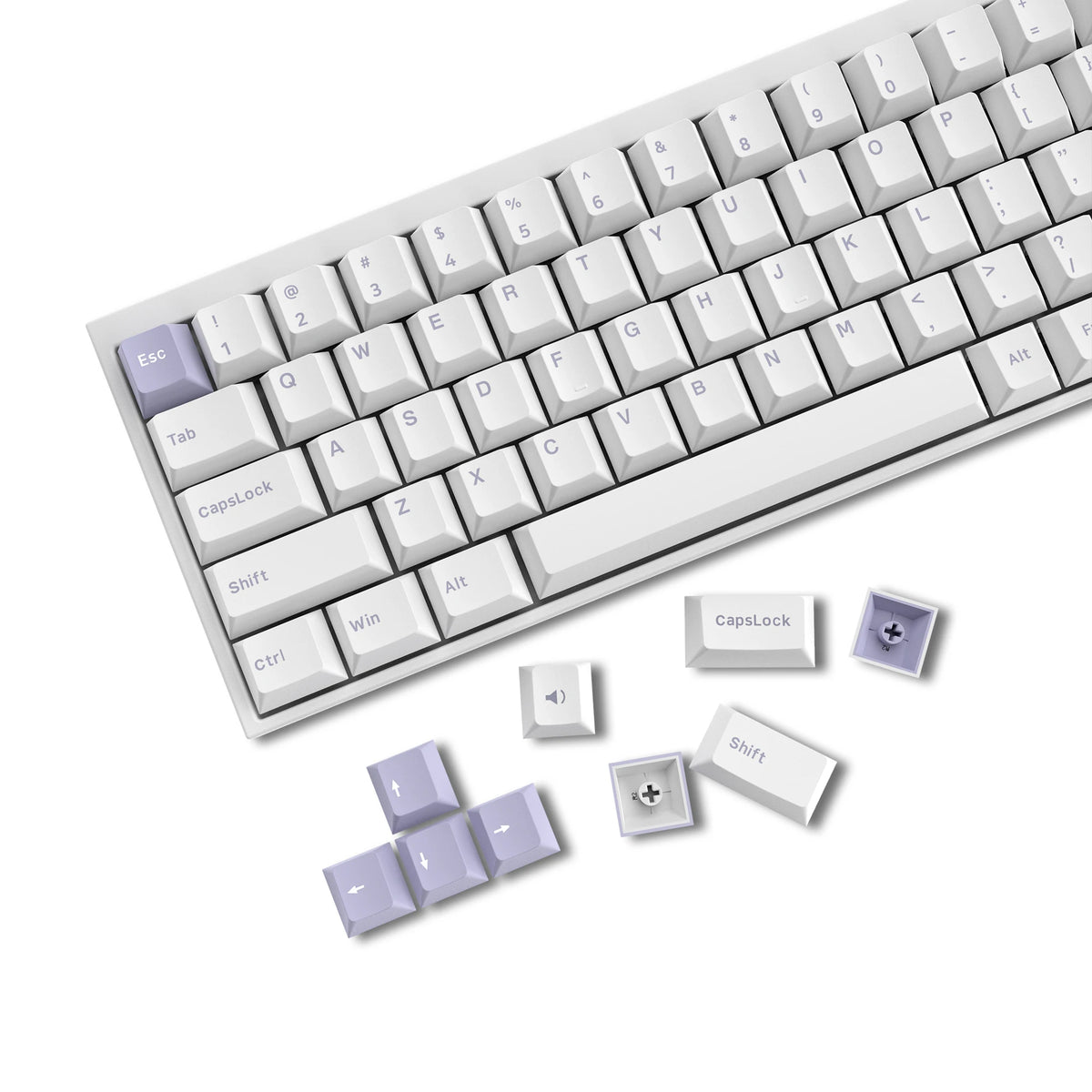 White Purple Gamer Keycaps