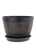 Resin Wood Barrel Plant Pot