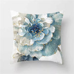 Blue Floral Square Pillow Case