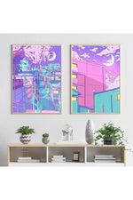 Japan City Night Canvas Poster