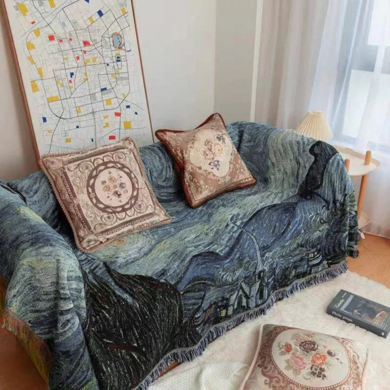 Van Gogh-Inspired Starry Night Art Blanket