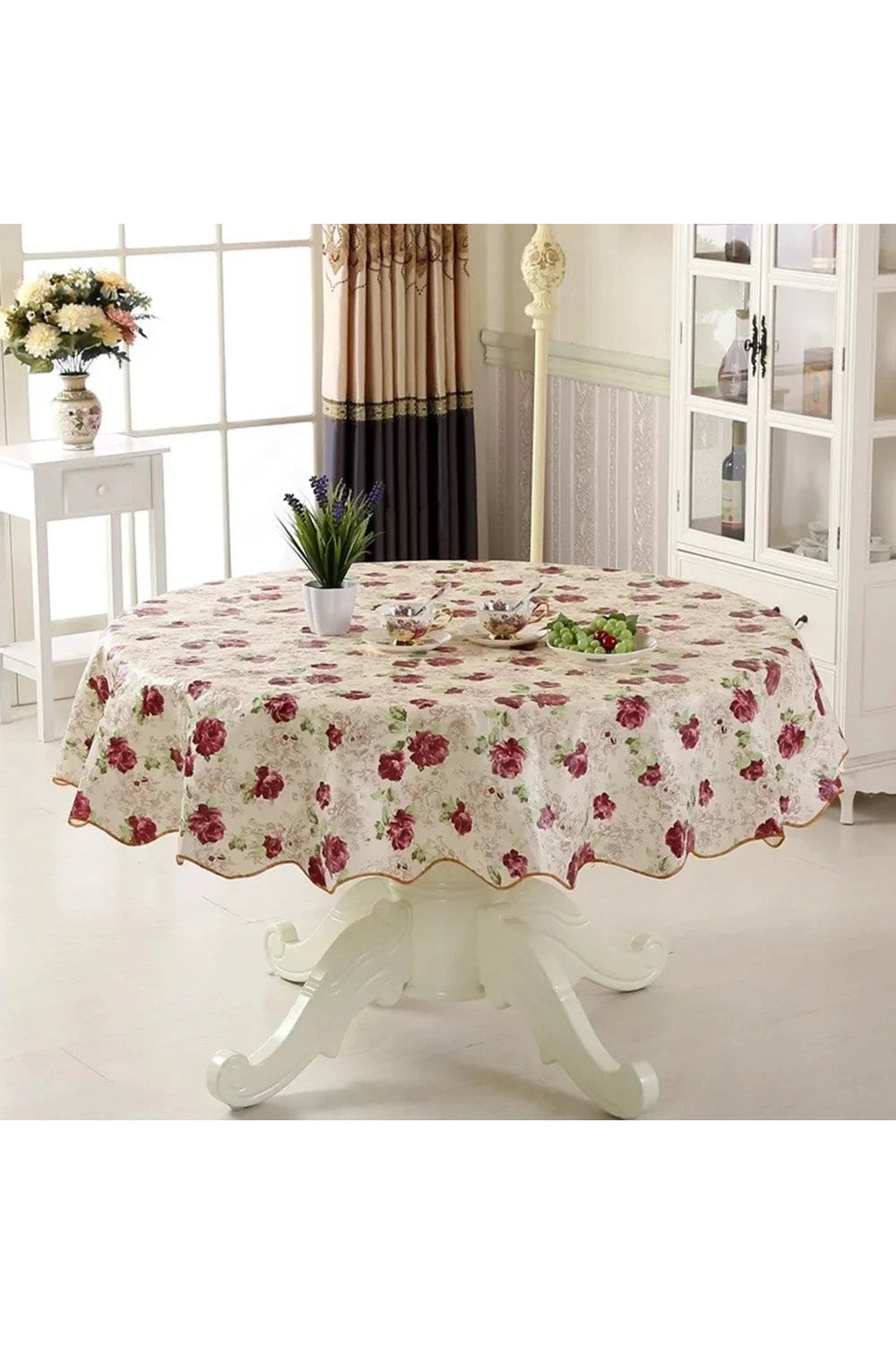 Floral Waterproof Round Tablecloth