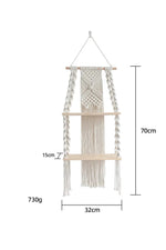 Macrame Wall Hanging Shelf Boho Home Decor Shelves On Wall Wood Decoration for Bedroom Living Room Nursery Christamas Gift