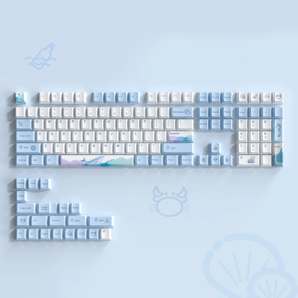 Ocean Whale Blue Keycaps