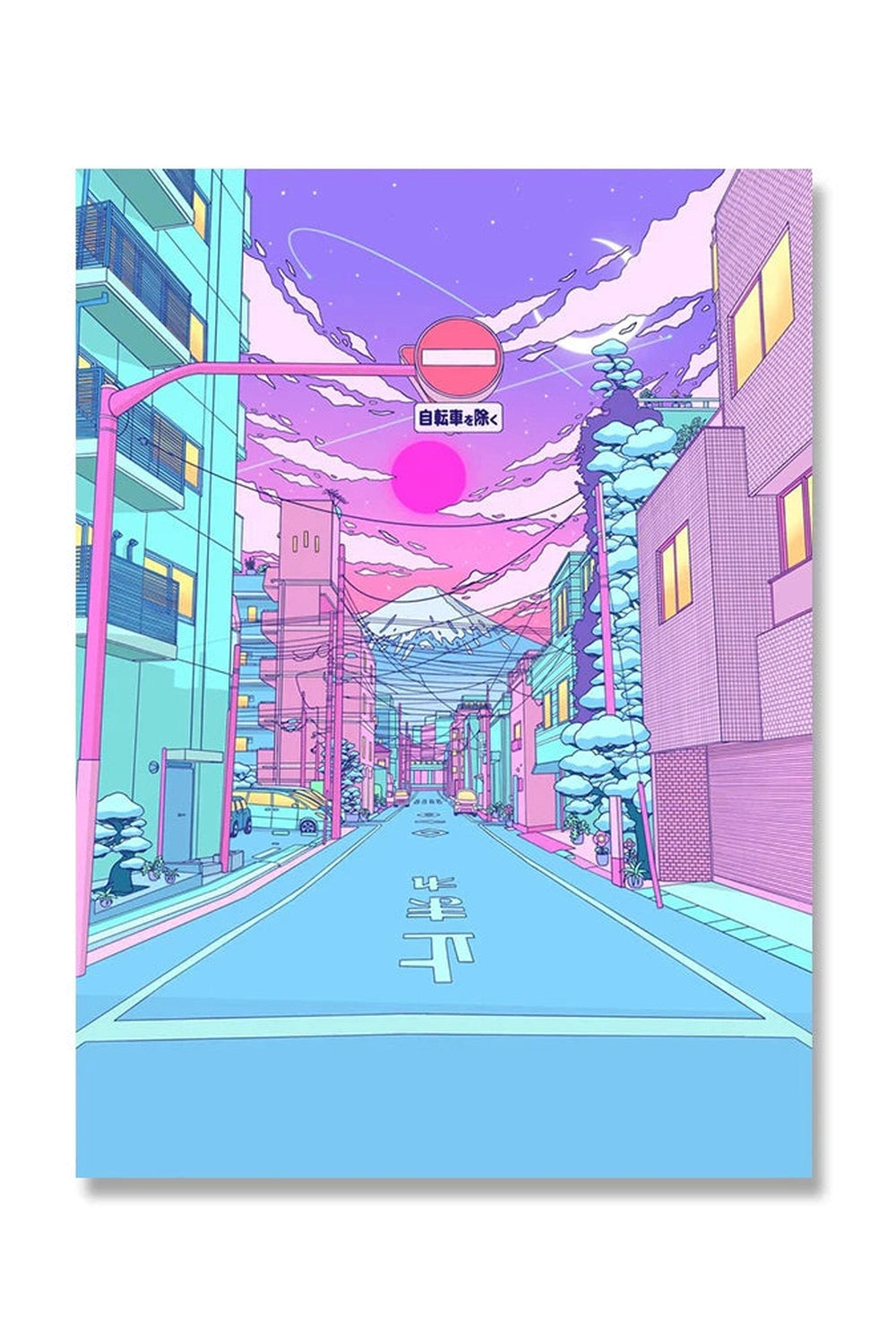 Japan City Night Canvas Poster