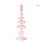 Pink Glass Taper Candle Holder