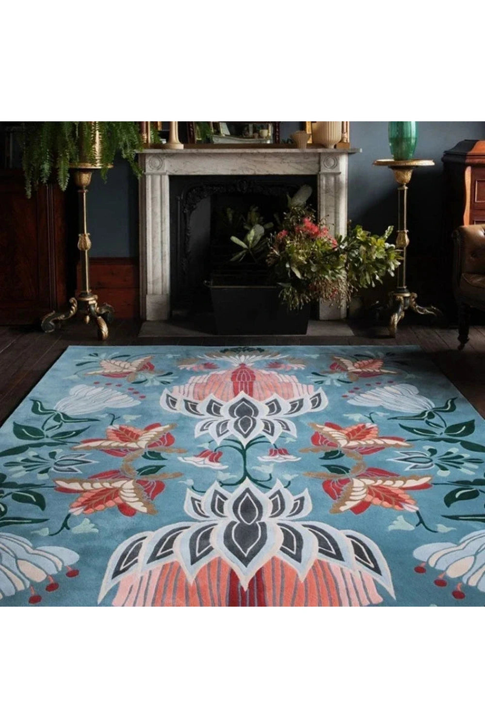 Midnight Bloom Botanical Rug