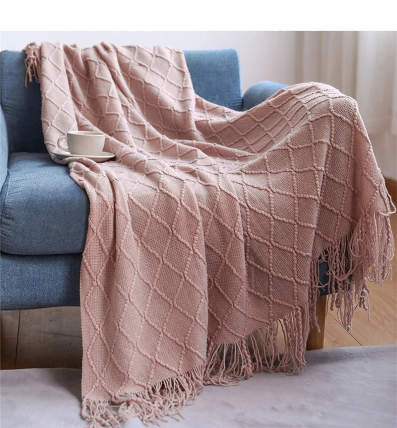 Sage Diamond Knit Throw Blanket