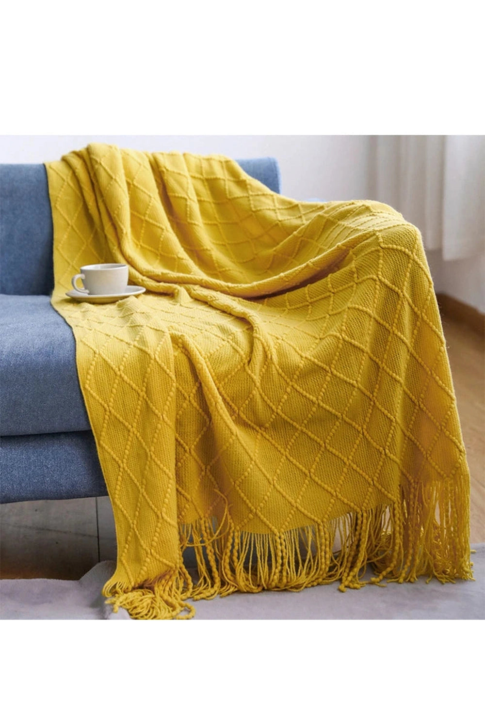 Cozy Cream Fringe Throw Blanket