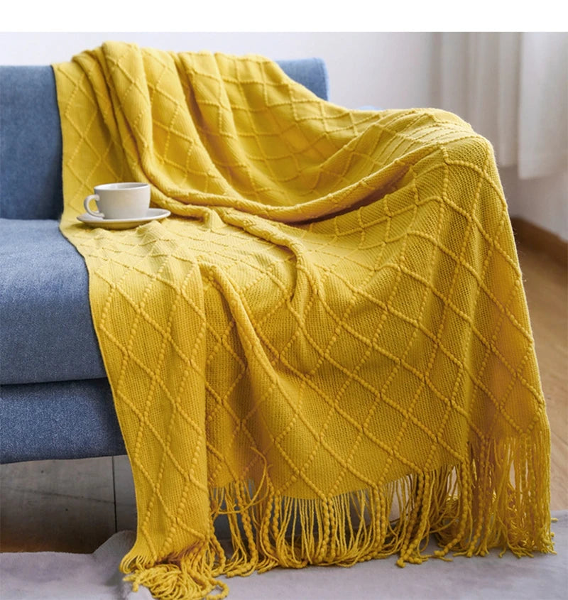 Sage Diamond Knit Throw Blanket