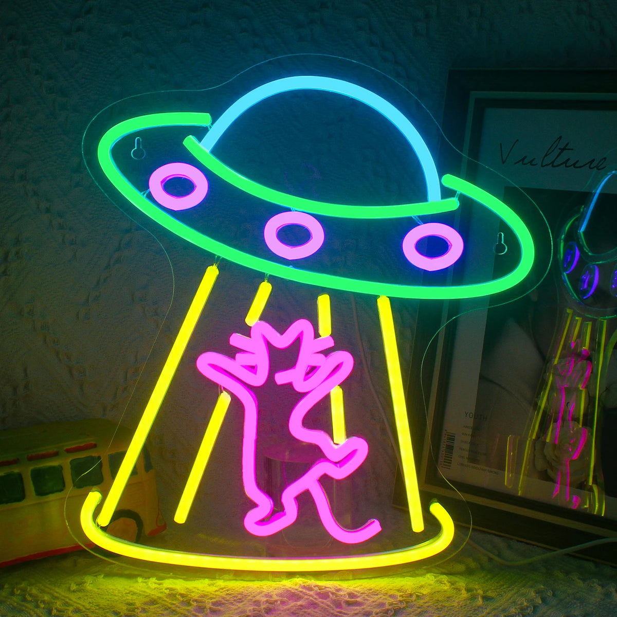 Spaceship Kids Room Neon