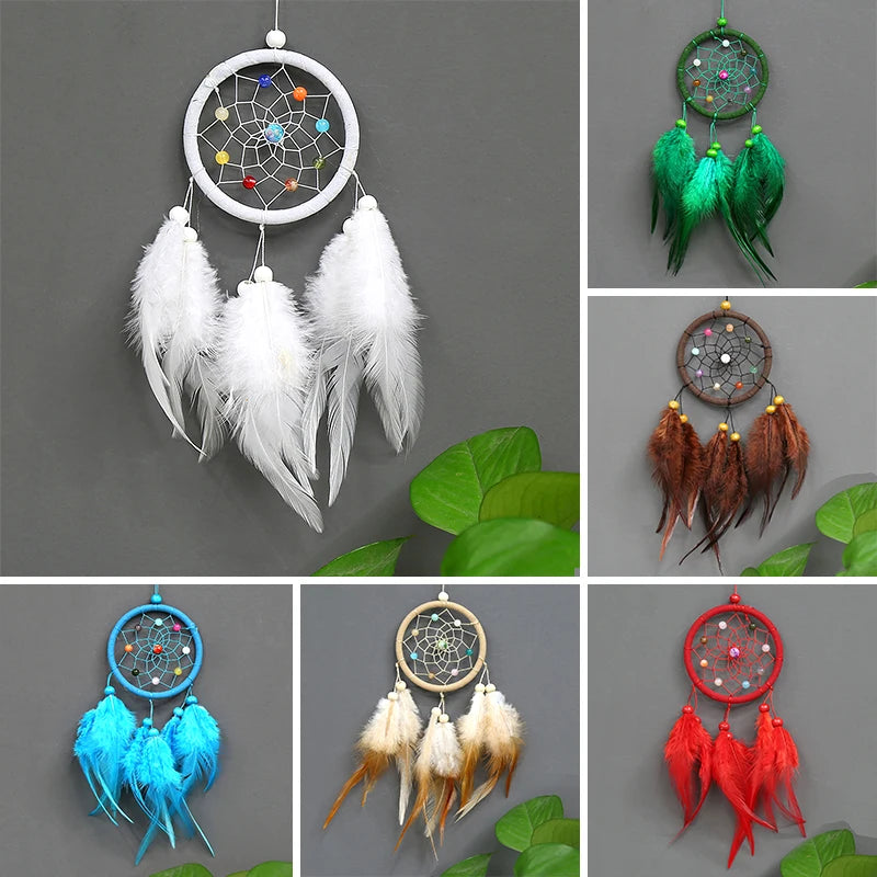 Boho Emerald Dreams Feather Dreamcatcher