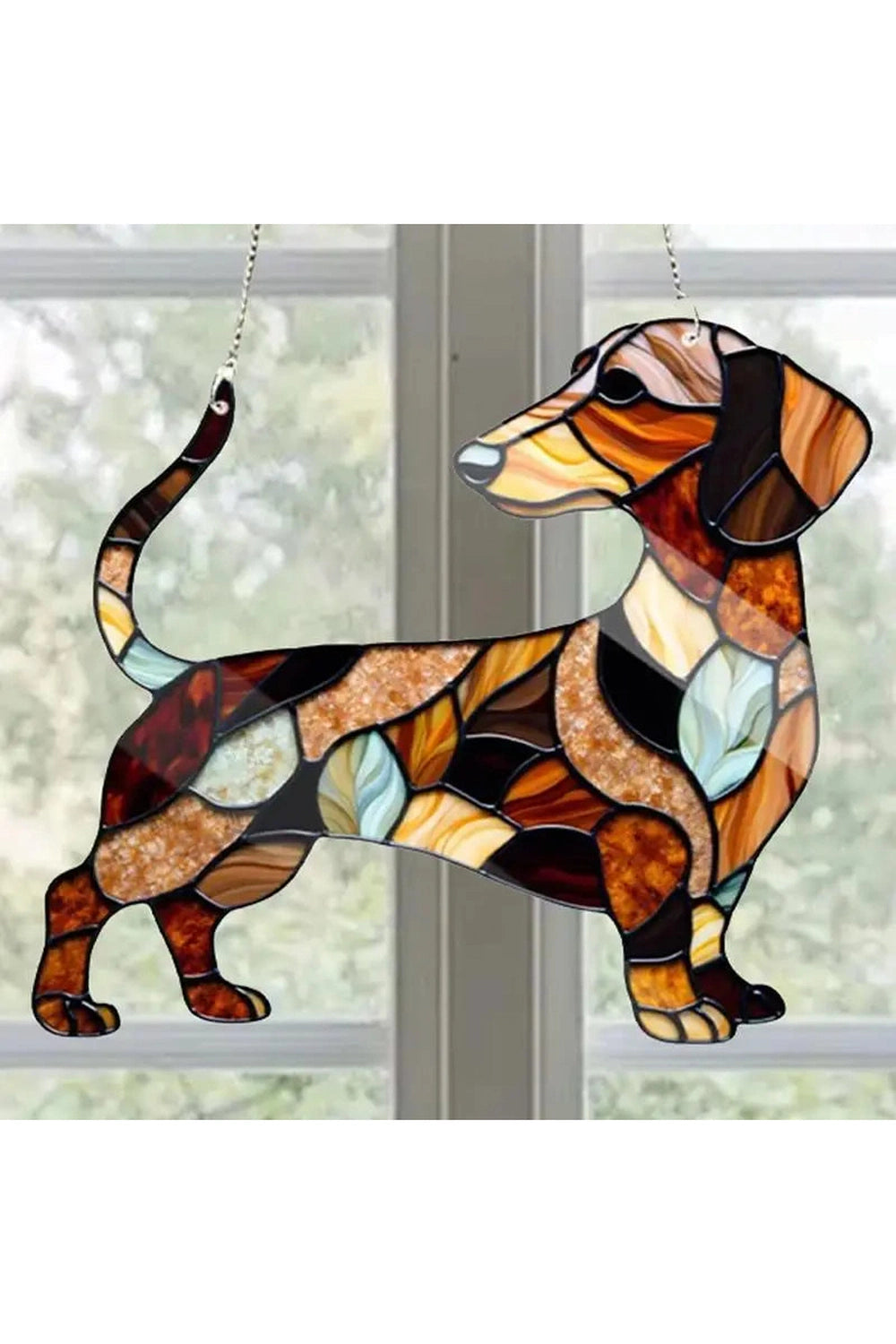 Stained Glass Dachshund Suncatcher