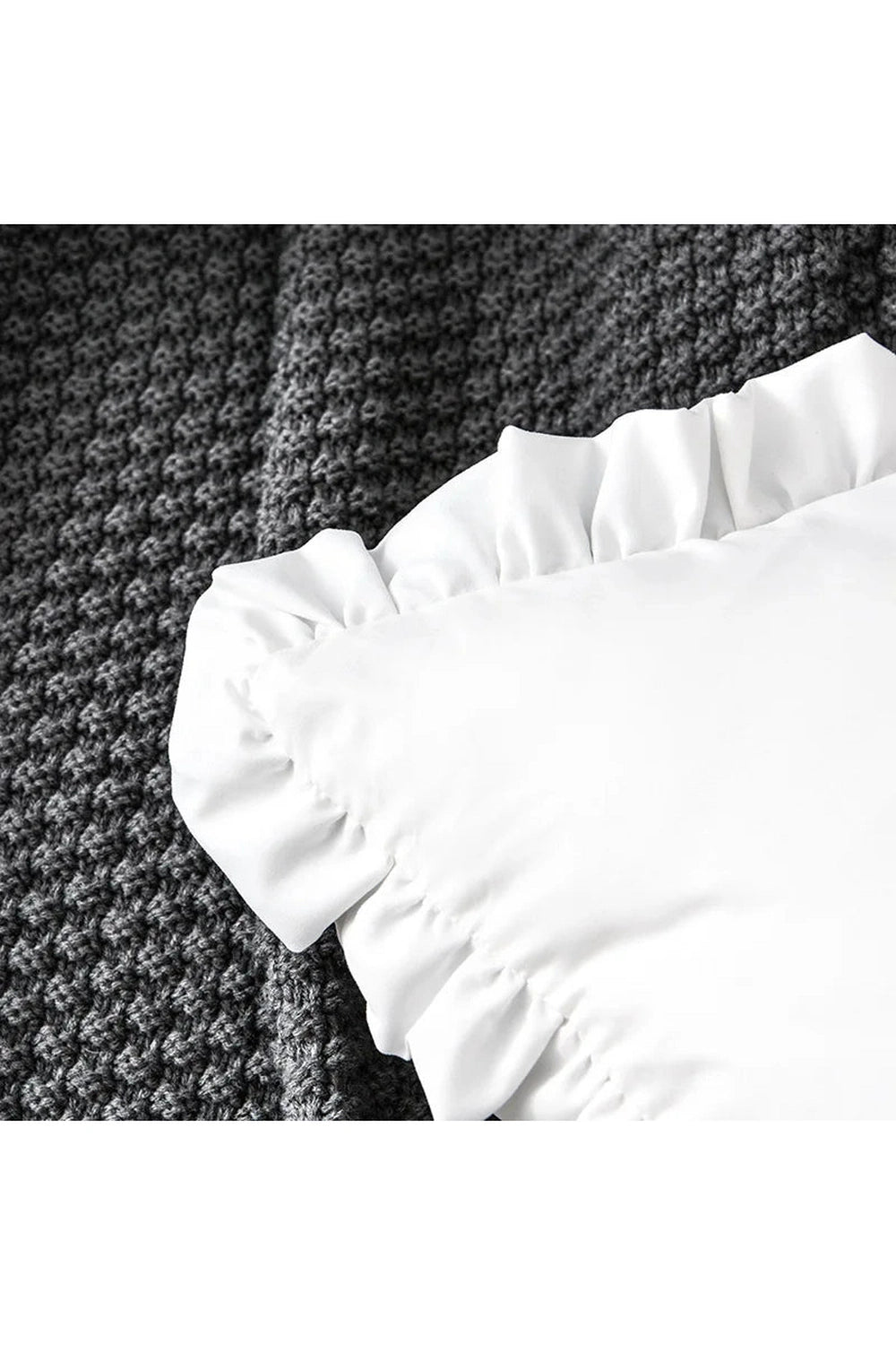 French Solid Ruffle Pillow Case