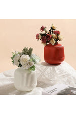 Rosy Charm Ribbed Vase