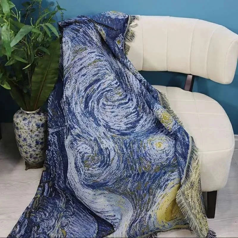 Van Gogh-Inspired Starry Night Art Blanket