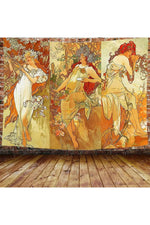 Art Nouveau Lady Tapestry Medieval Optimized Style Tapestries Artwork Wall Hanging Retro Paris Nouveau Vineyard Flirt Home Decor