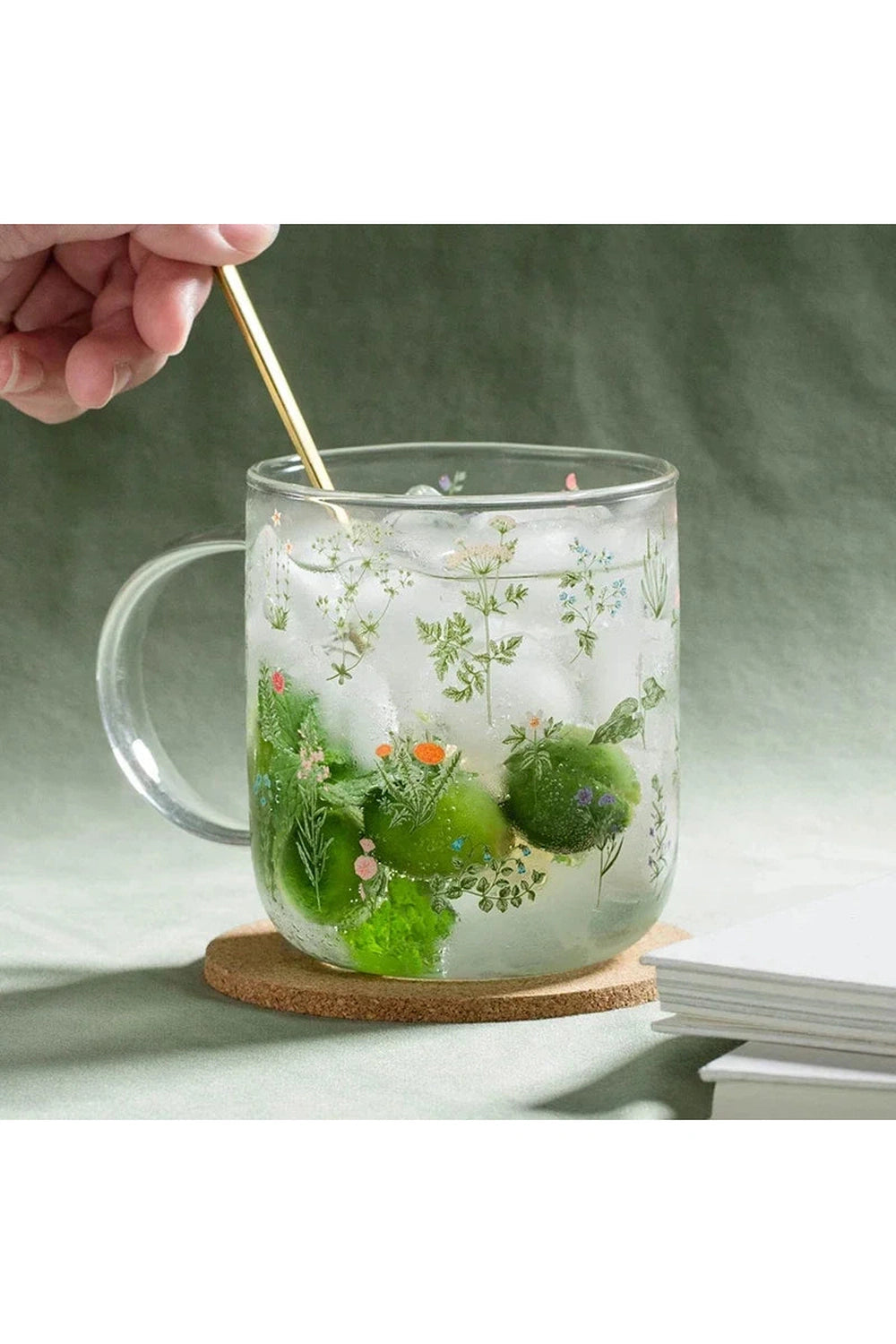 Grass Pattern Glass Mug