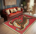 Vintage Japanese Tiger Area Rug