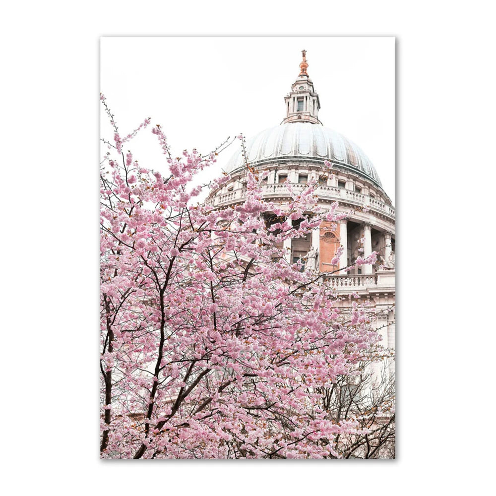 London Floral Canvas Poster