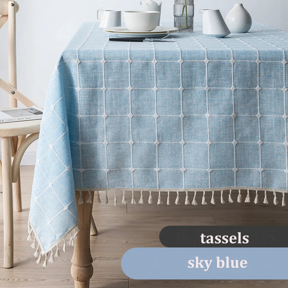 Sky Blue Light Academia Tablecloth