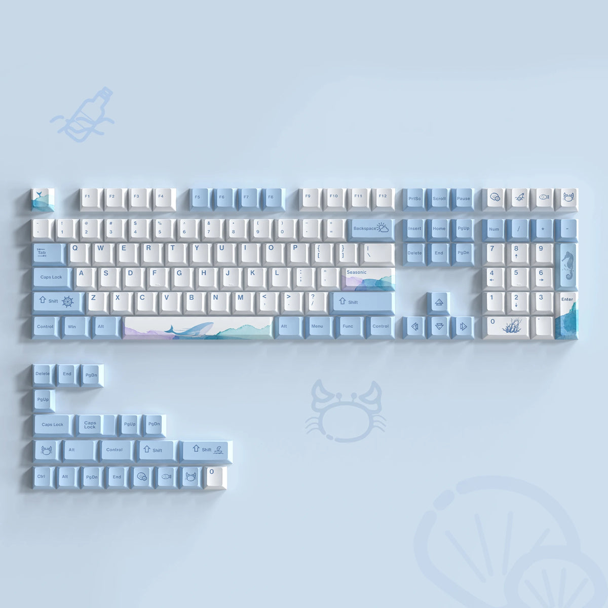 Ocean Whale Blue Keycaps