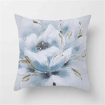 Blue Floral Square Pillow Case