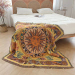 Boho Sun & Floral Tapestry Blanket