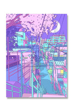 Japan City Night Canvas Poster