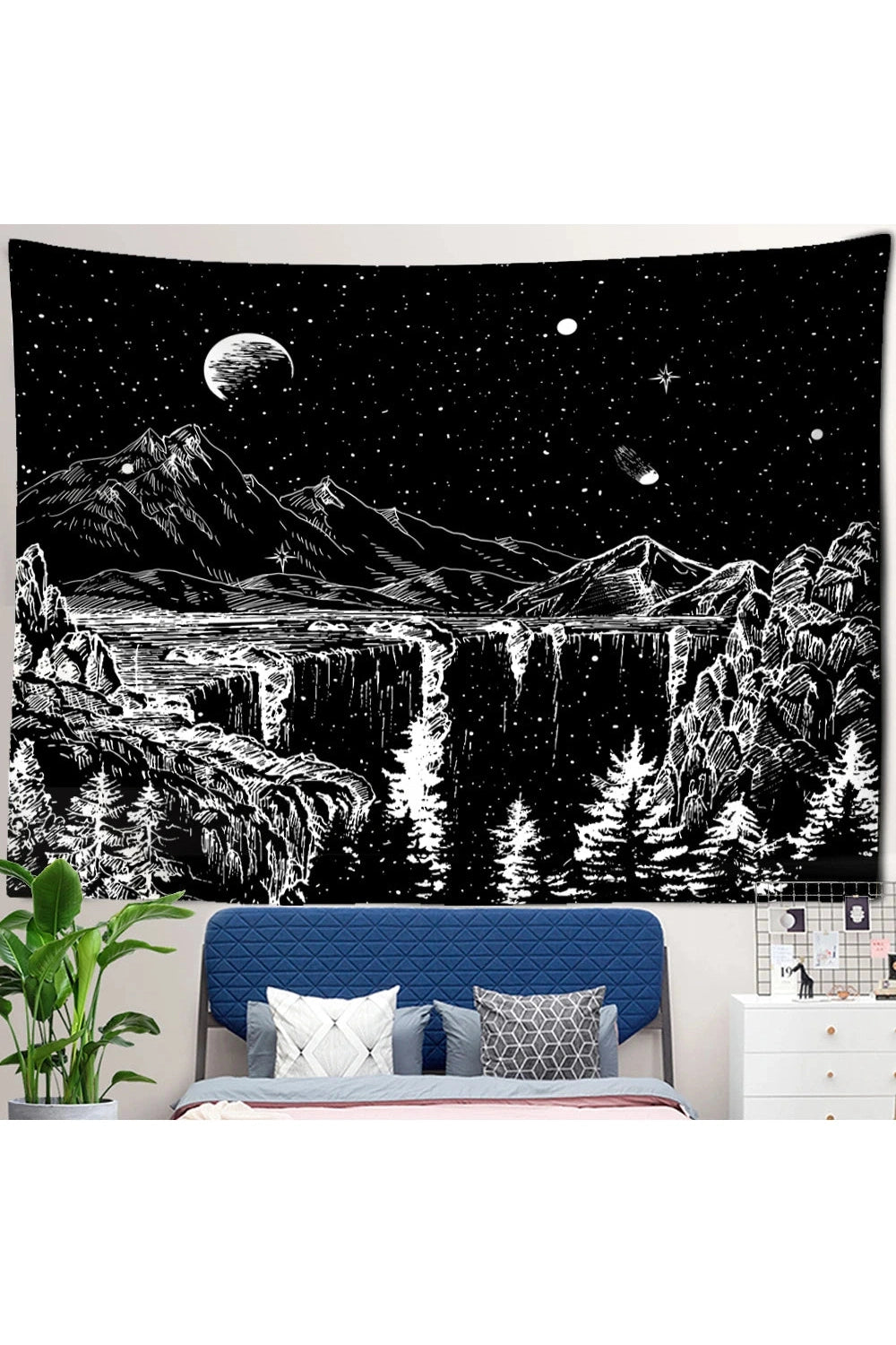 Cosmic Mountain Night Tapestry