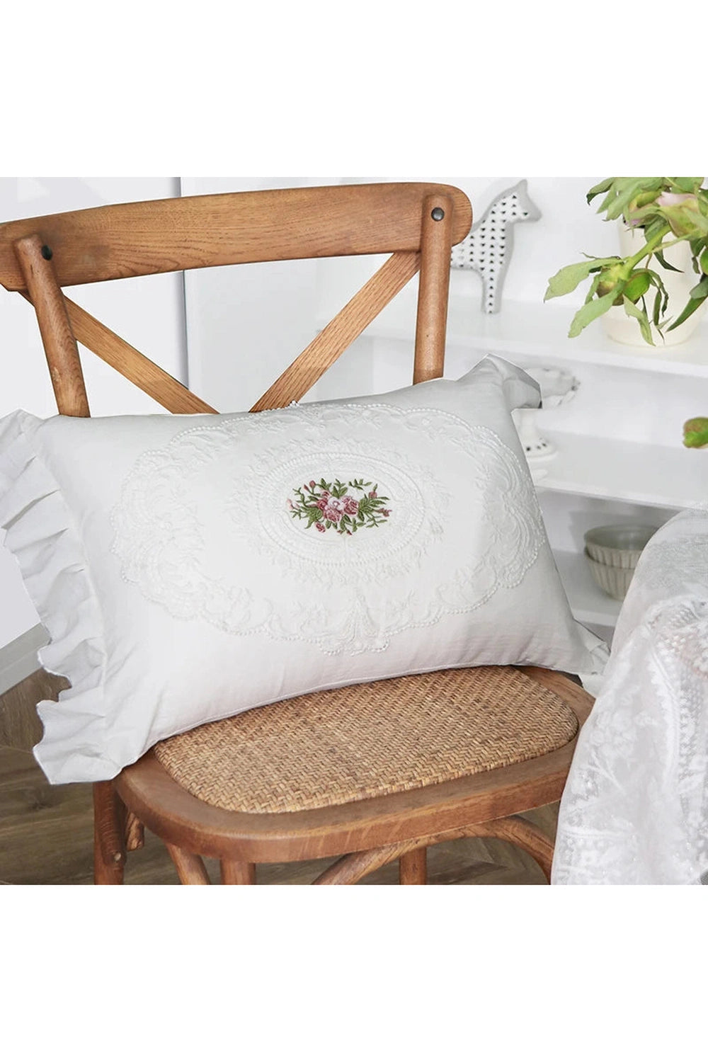 French Lace Ruffled Pillow Case