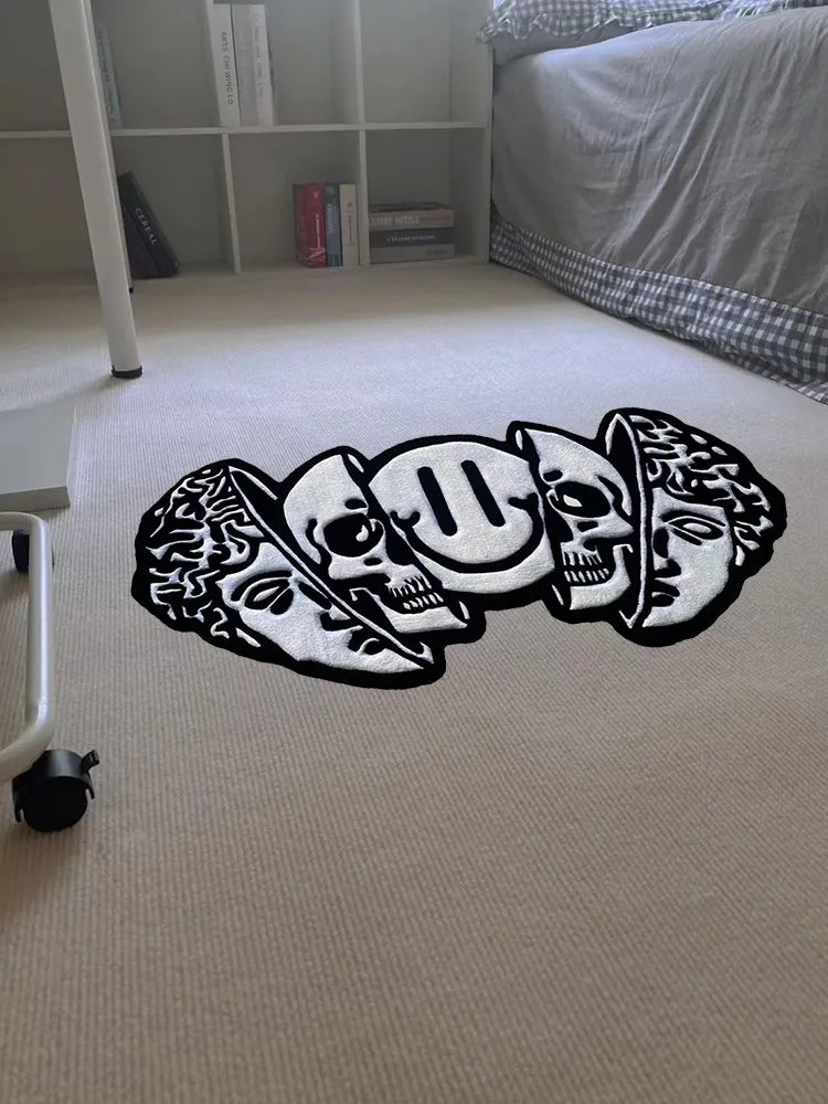 Smiling Skull Black Rug