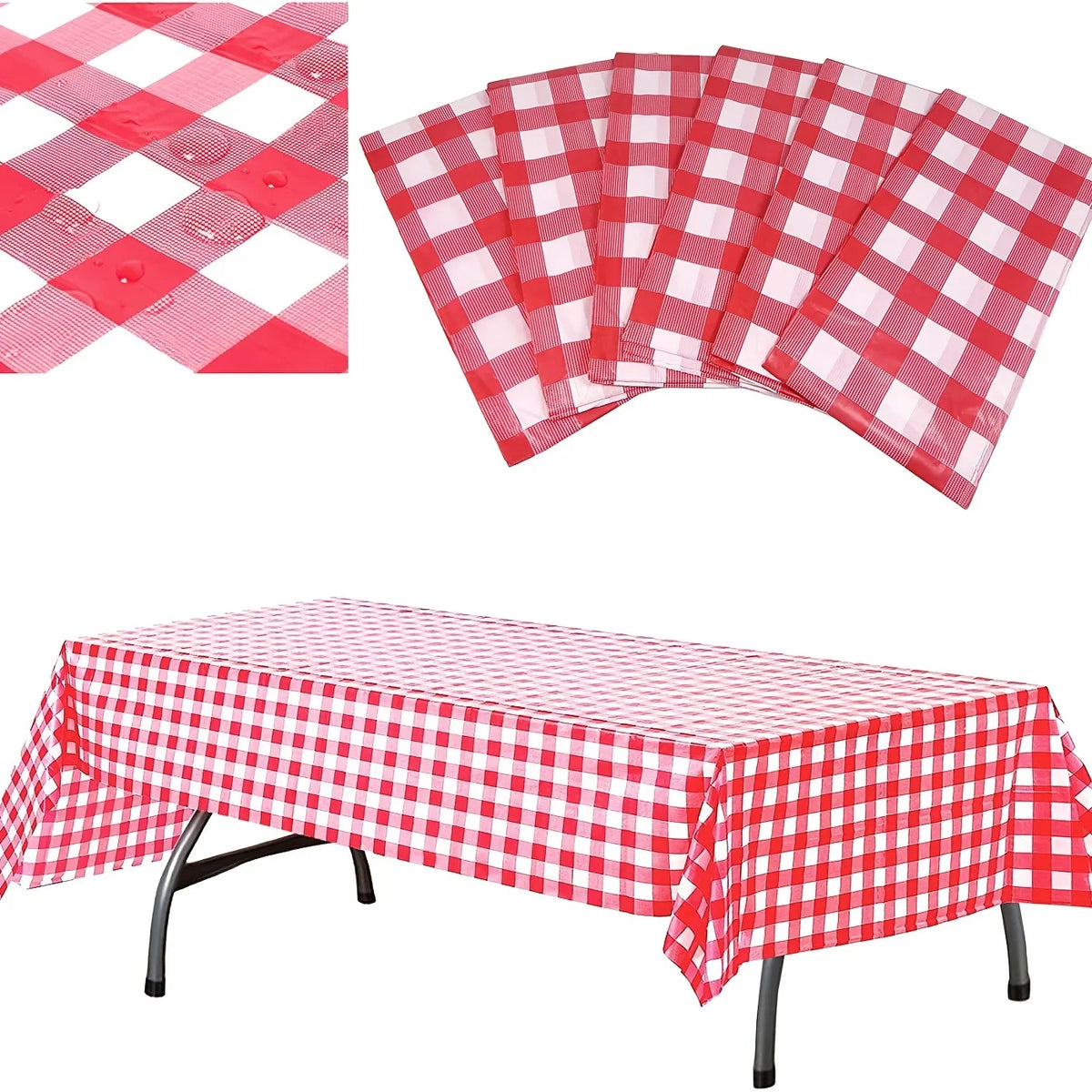 2PCS/4PCS,Plaid Tablecloths for Outdoor Picnic,Birthday Party,Room Decoration,Red and White,Black and White